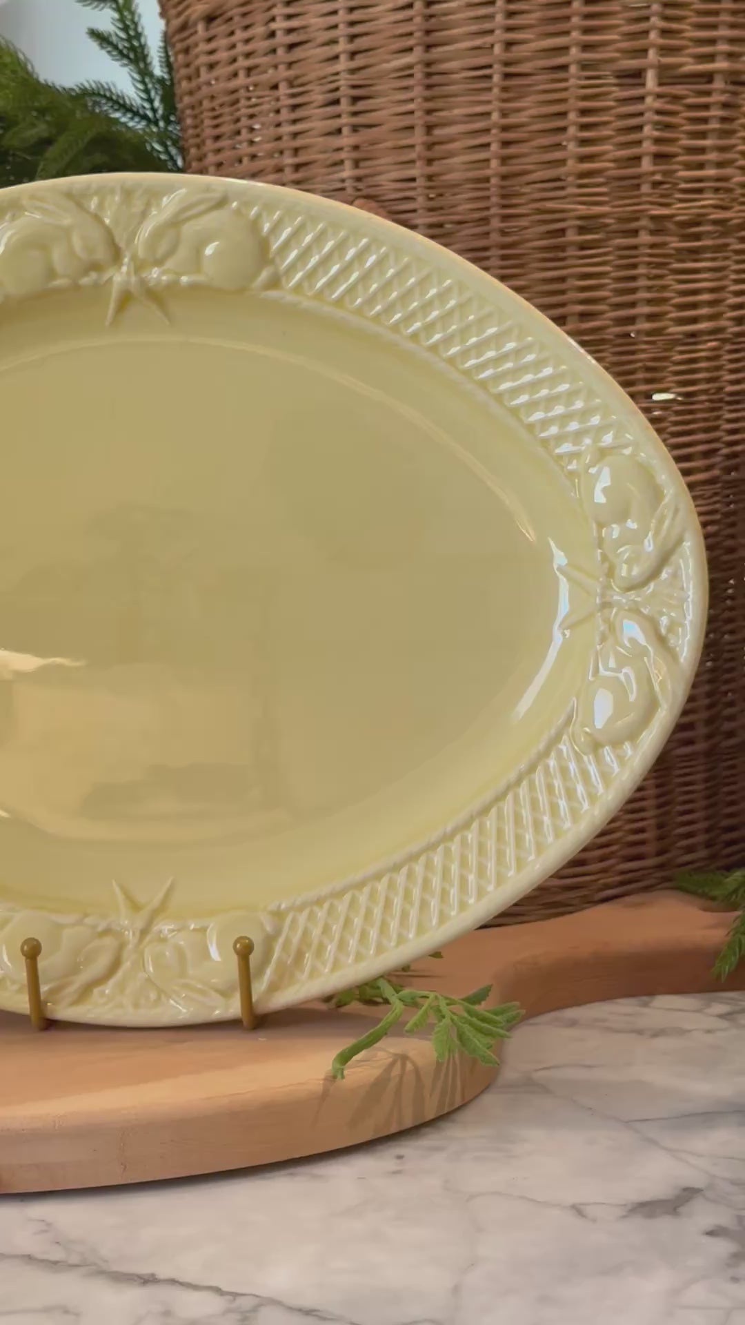 Vintage Bordallo Pinheiro Yellow Rabbit Oval Platter