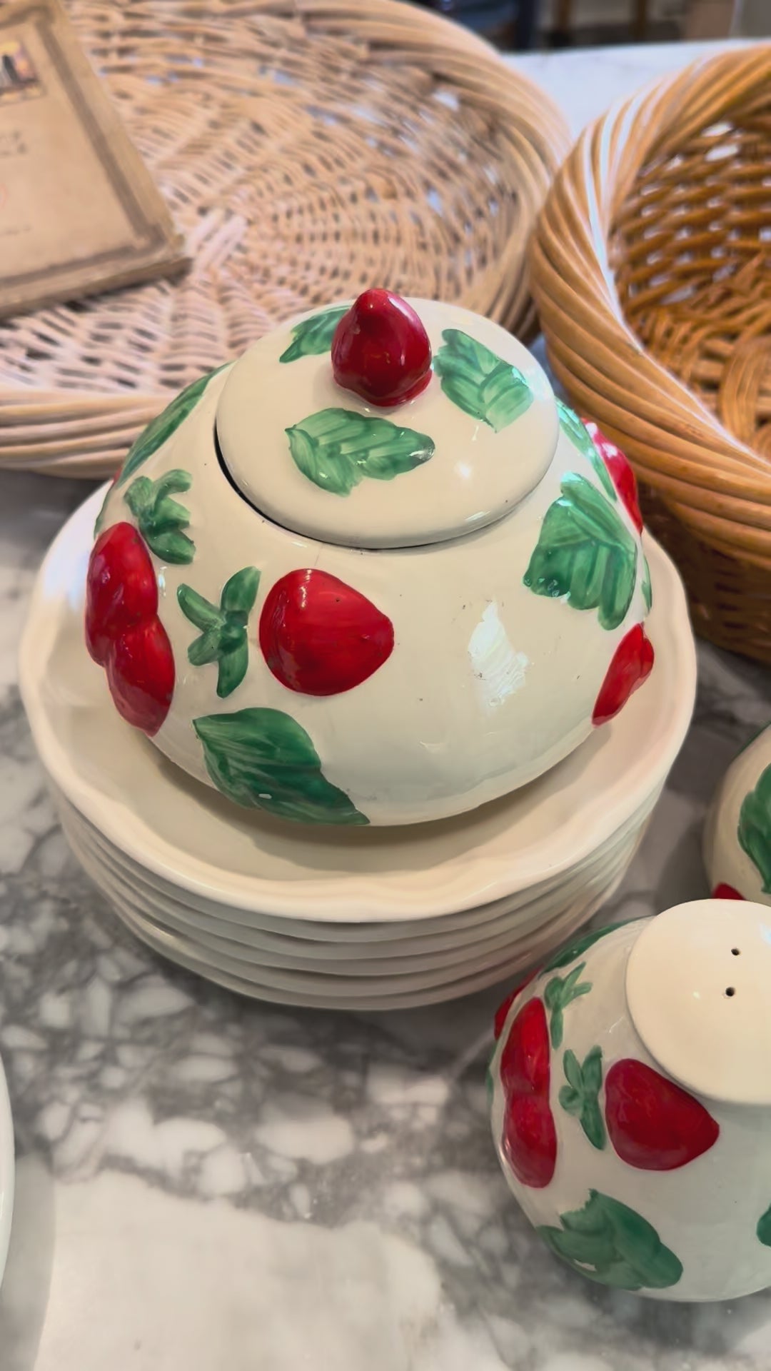 Vintage 1970s 3-Piece Ceramic Salt & Pepper and Canister Set