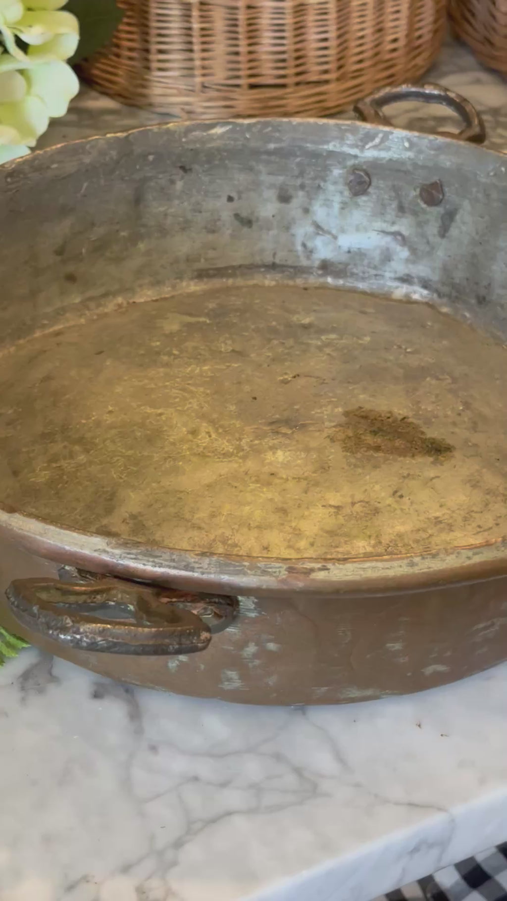 Antique European Copper Baking Pan - 14"