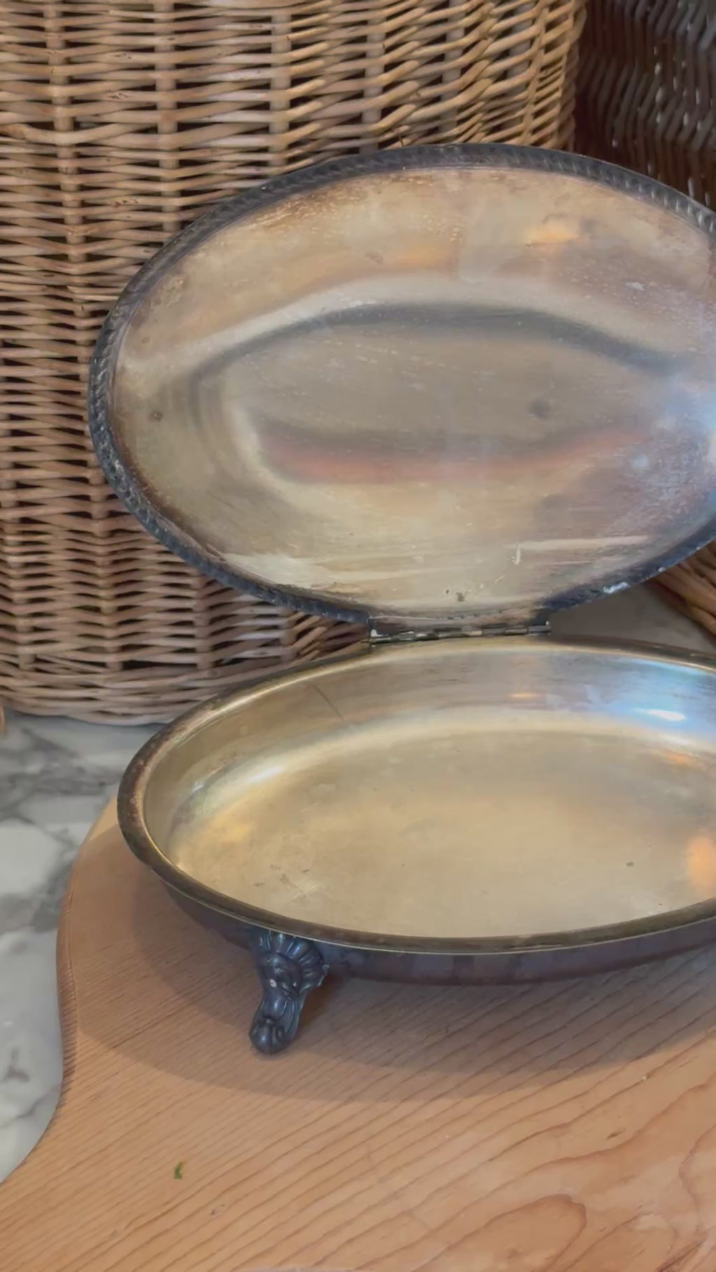 Antique Silver Silent Butler Dish