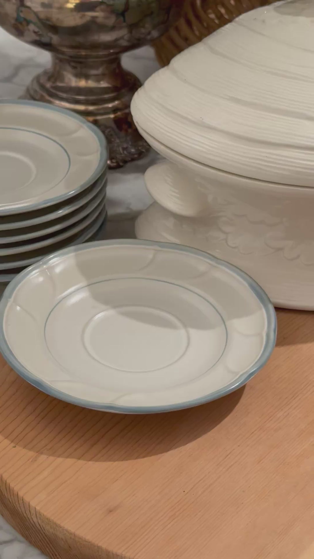 Vintage Noritake Victory Blue Stoneware Saucer Plate