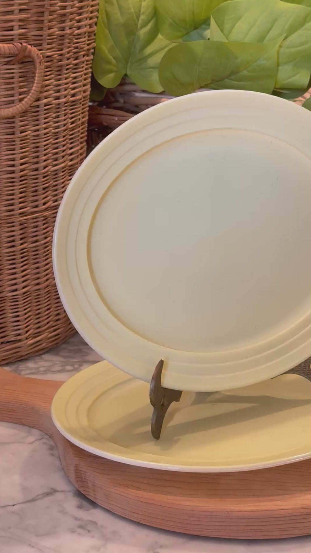 Vintage Yellow Platonite Oval Platters, Set of 2