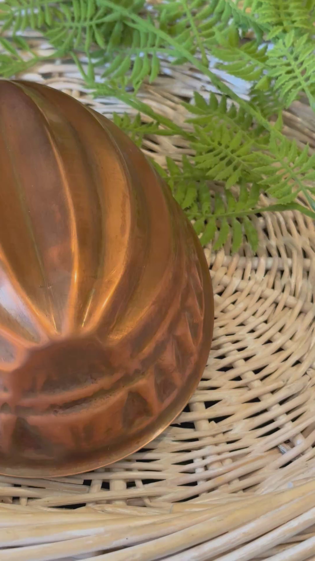 Vintage Wagner Copper Cake Jelly Mold - German Tin Lined Spiral Bundt Pan