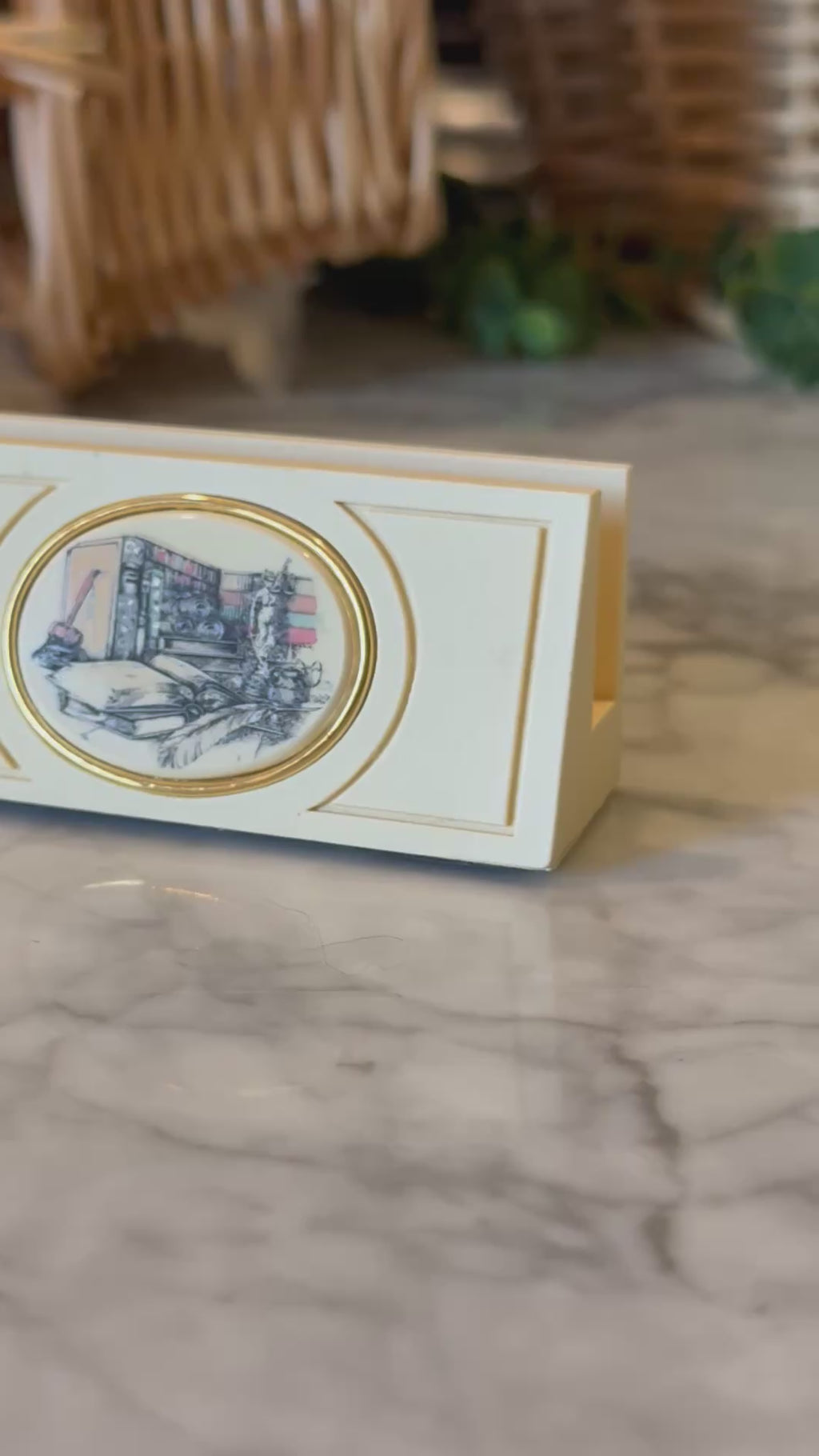 Vintage Barlow Library Motif Card Holder