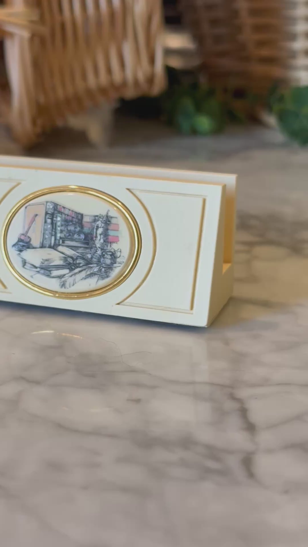 Vintage Barlow Library Motif Card Holder