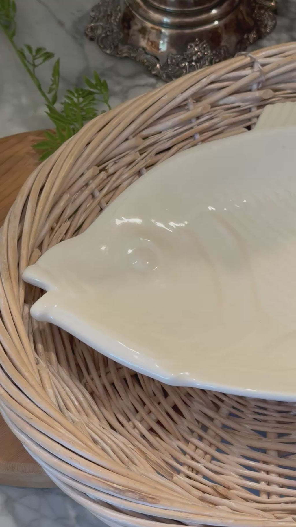 Large Ceramic White Fish Serving Platter
