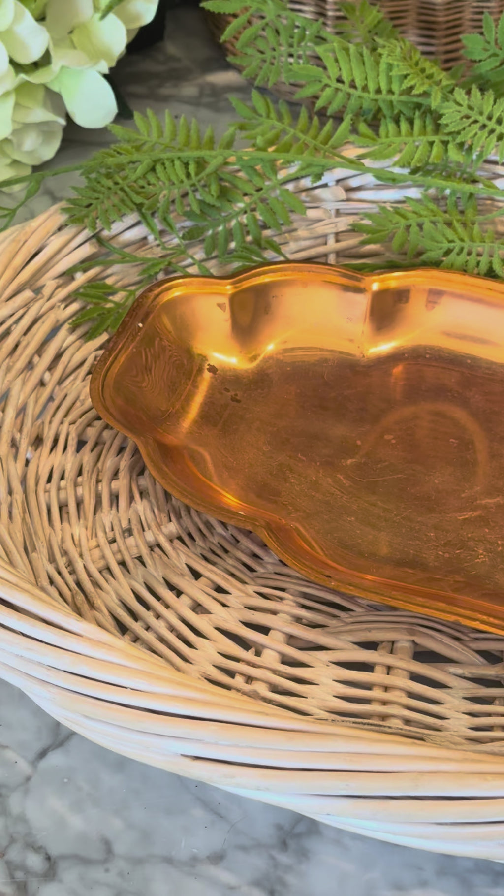 Vintage Copper Craft Guild Scalloped Oval Platter Tray