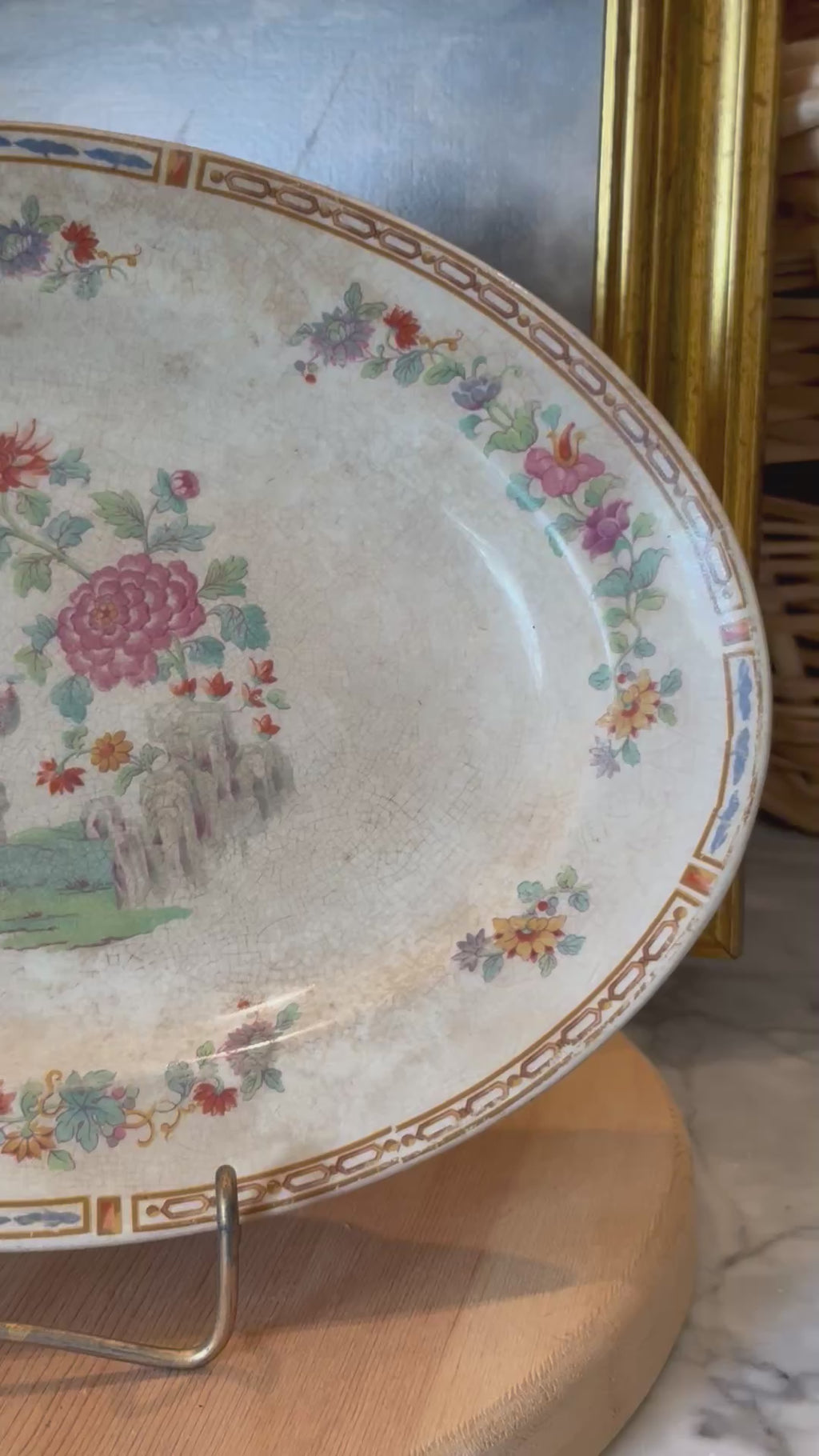 Rare Antique Johnson Brothers JB47  Pareek Peacock Oval Platter