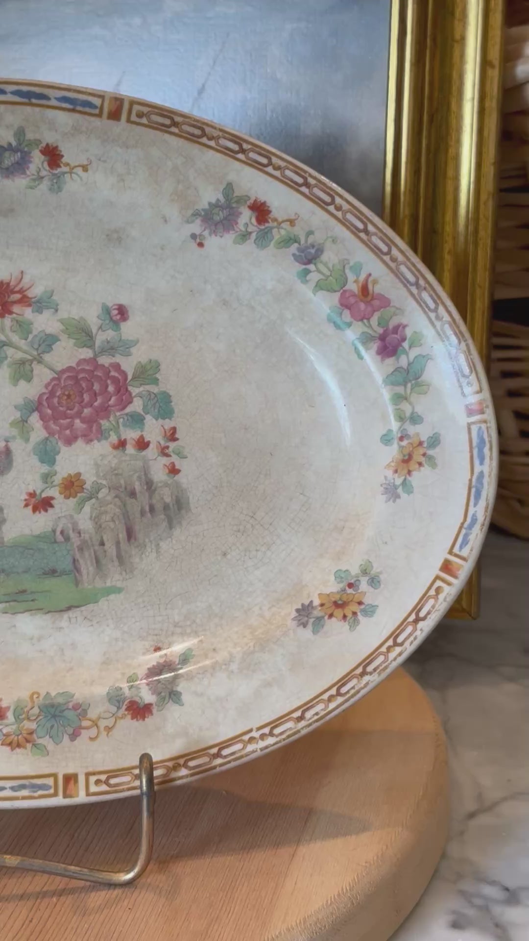 Rare Antique Johnson Brothers JB47  Pareek Peacock Oval Platter