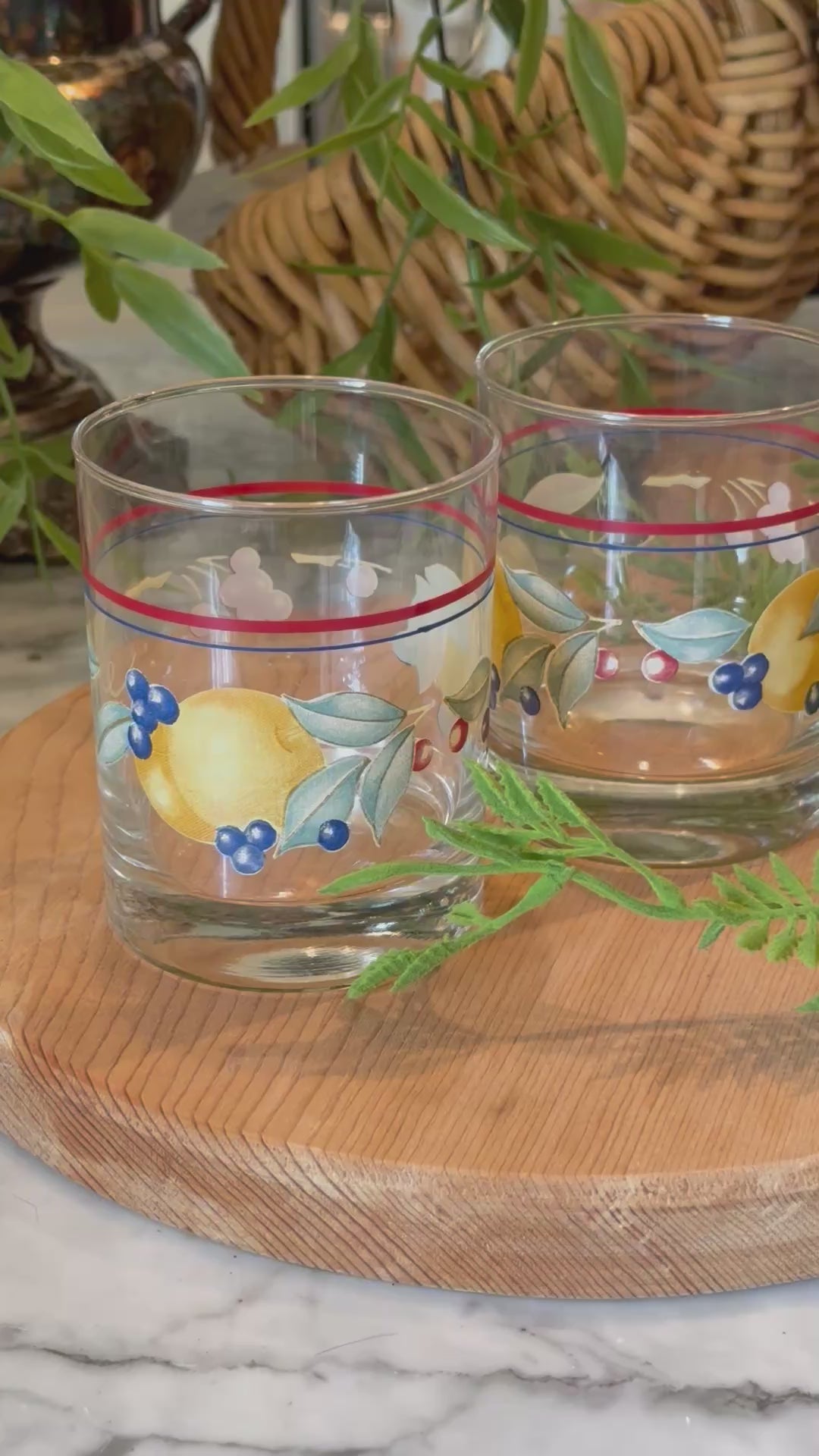 Set of 2 Vintage Corelle Corningware Abundance Juice Glasses