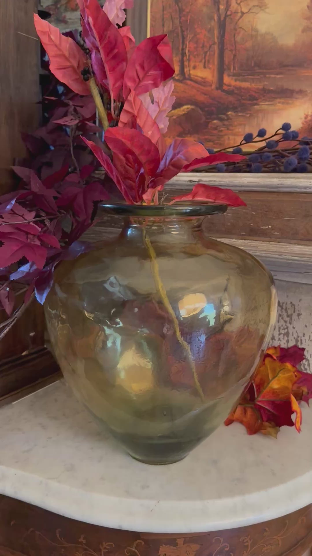 Vintage Hand Blown Amber Spanish Recycled Glass Vase