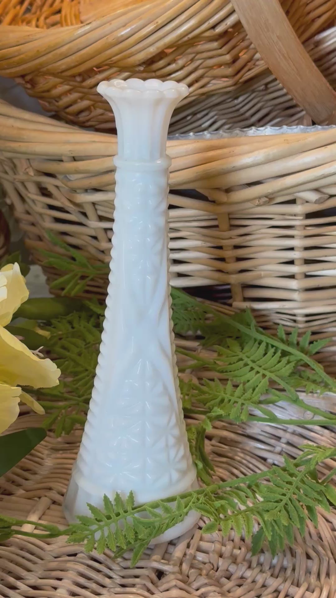 Vintage Anchor Hocking 9" Milk Glass Bud Vase