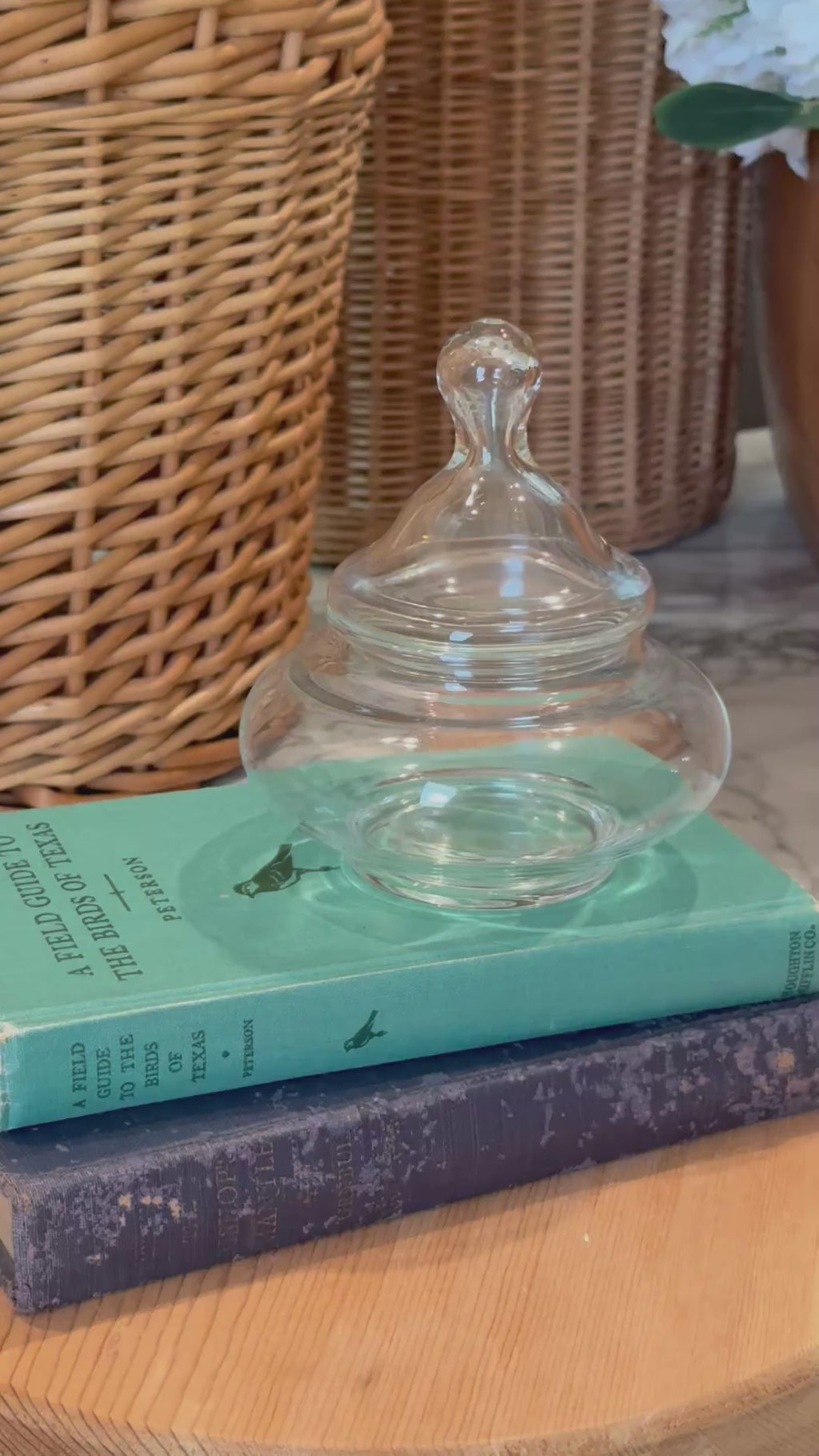Vintage Clear Glass Apothecary Jar with Lid