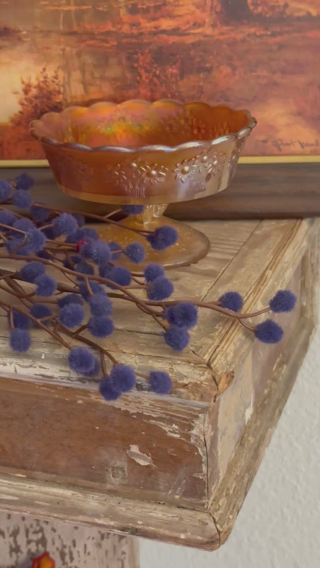 26" Midnight Blue Set of 2 Pom Fall Stems