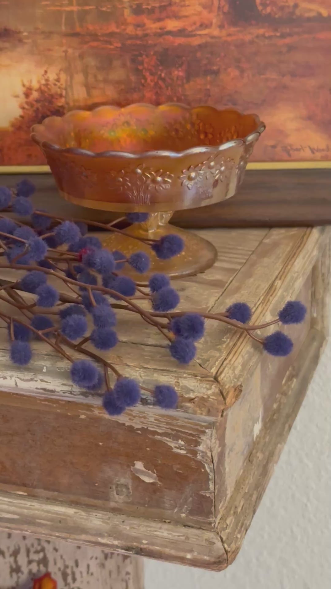 26" Midnight Blue Set of 2 Pom Fall Stems