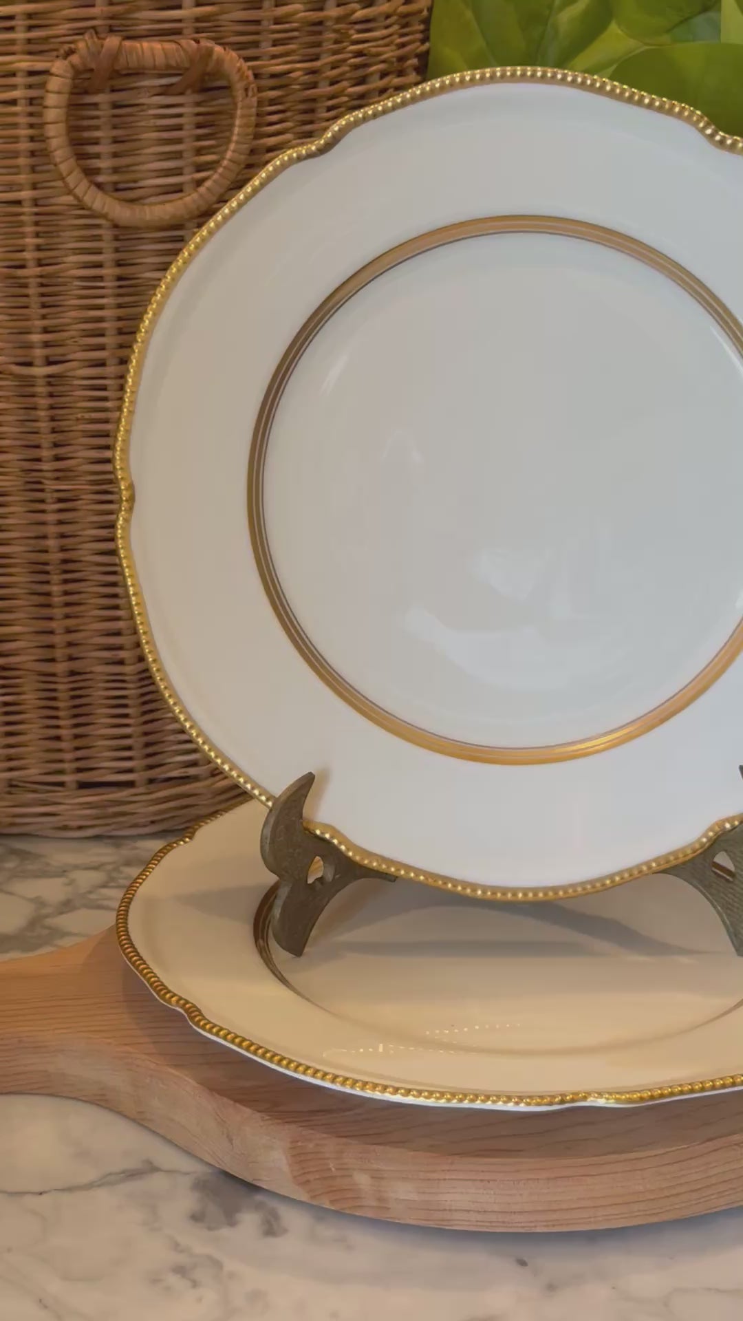 Scalloped Gold Castelon Plates, Set of 2
