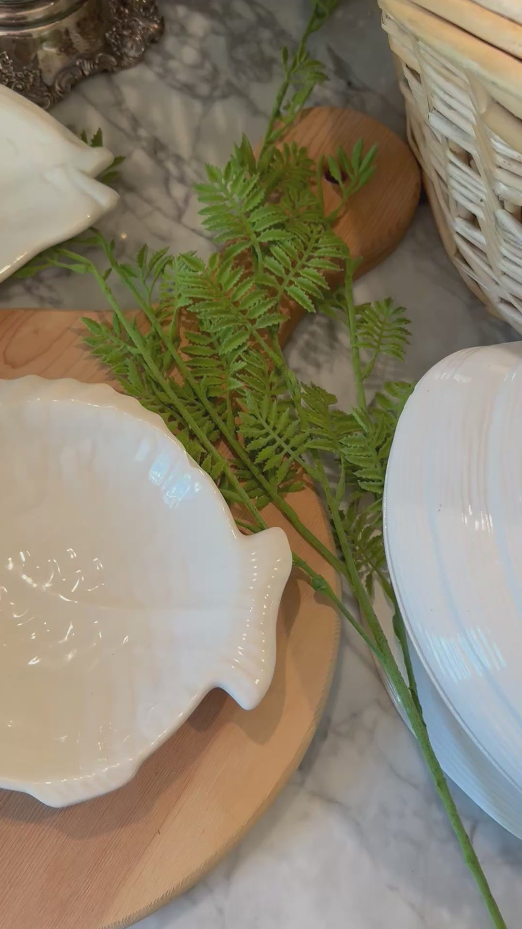 White Ceramic Fish Serving Dish - 8"