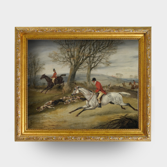 Tally-Ho No. 01 - Framed vintage English fox hunting print, Full Cry by Henry Thomas Alken, restored sporting art