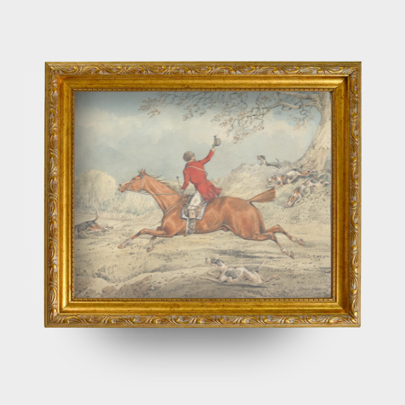 Tally-Ho No. 02 - Framed vintage equestrian hunt print of a huntsman and hounds by Henry Thomas Alken.