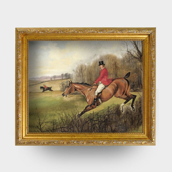 Painting of a man on horseback in a gold frame