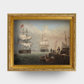 The Clipper No. 02 - Framed circa 1840 Boston Harbor maritime art reproduction, Fitz Henry Lane seafaring scene