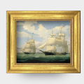 The Clipper No. 03 - Framed 1853 Fitz Henry Lane painting of the Winged Arrow and Southern Cross ships.