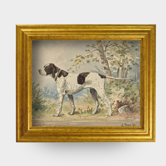 The Field Dog No. 02 - Framed 1880 English Pointer sporting dog print, heritage art reproduction.