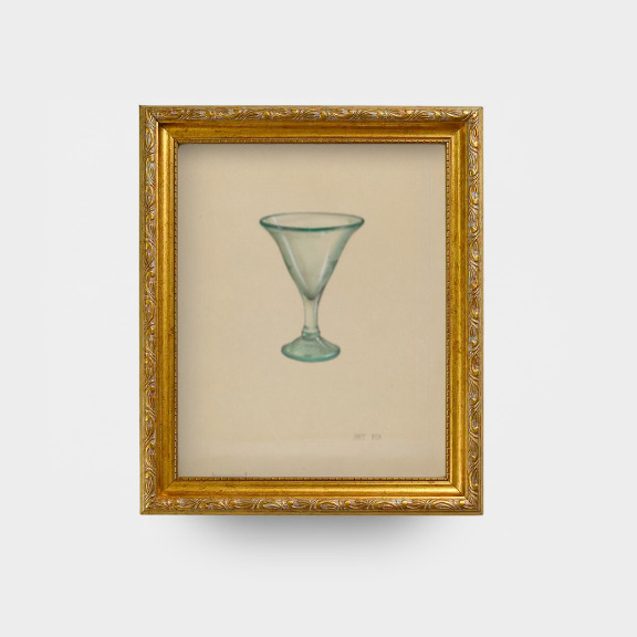The Found Object No. 01 - Framed 1936 vintage wine glass art print, Janet Riza archival restoration.