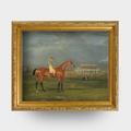 The Paddock No. 01 - Framed 1825 portrait of the thoroughbred Memnon with William Scott by J.F. Herring Snr.