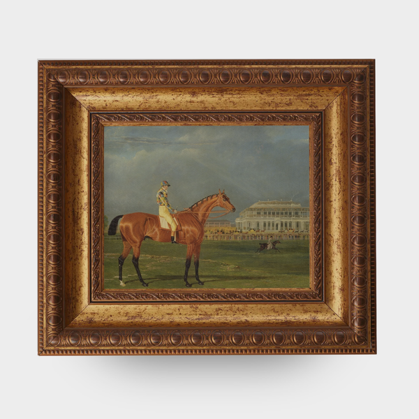 A reproduction of Memnon with William Scott Up in a Gothic Aged Gold frame on a white background.