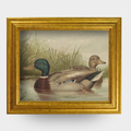 The Waterfowl No. 01 - Framed vintage 19th-century study of ducks on a pond, archival art reproduction